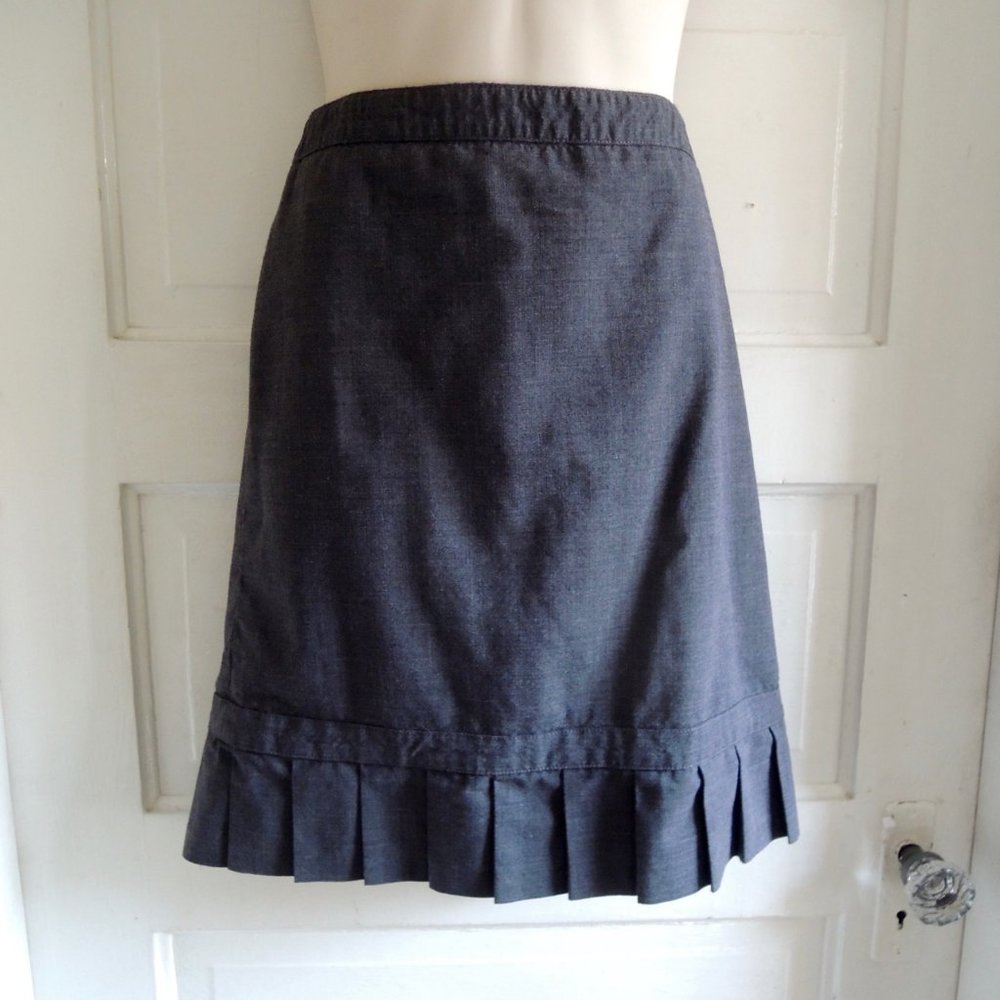 Express Gray Wool Stretch Skirt Lined Pleat Hem 6